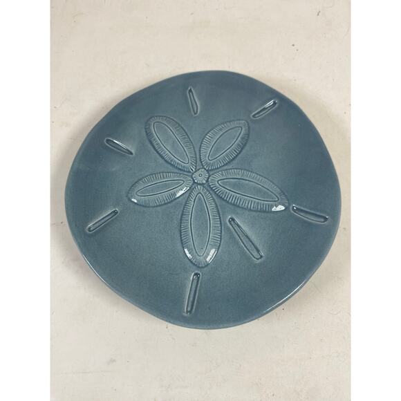 Fitz and Floyd Set of 2 Cape Coral Home Sand Dollar Snack Plate Slate Blue - Picture 1 of 6